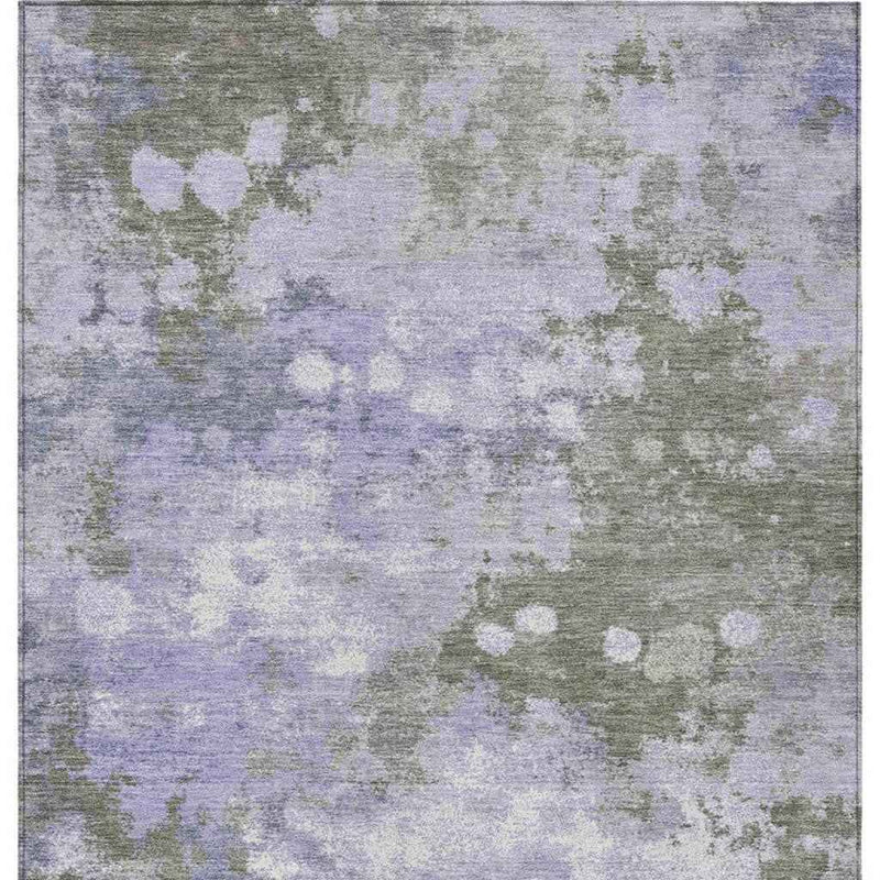 3' X 5' Lavender And Taupe Abstract Washable Indoor Outdoor Area Rug