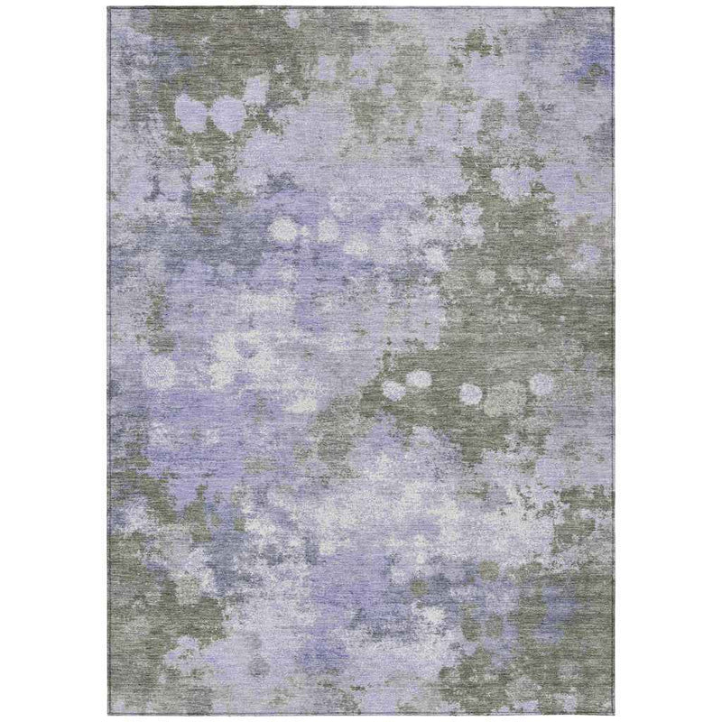 3' X 5' Lavender And Taupe Abstract Washable Indoor Outdoor Area Rug