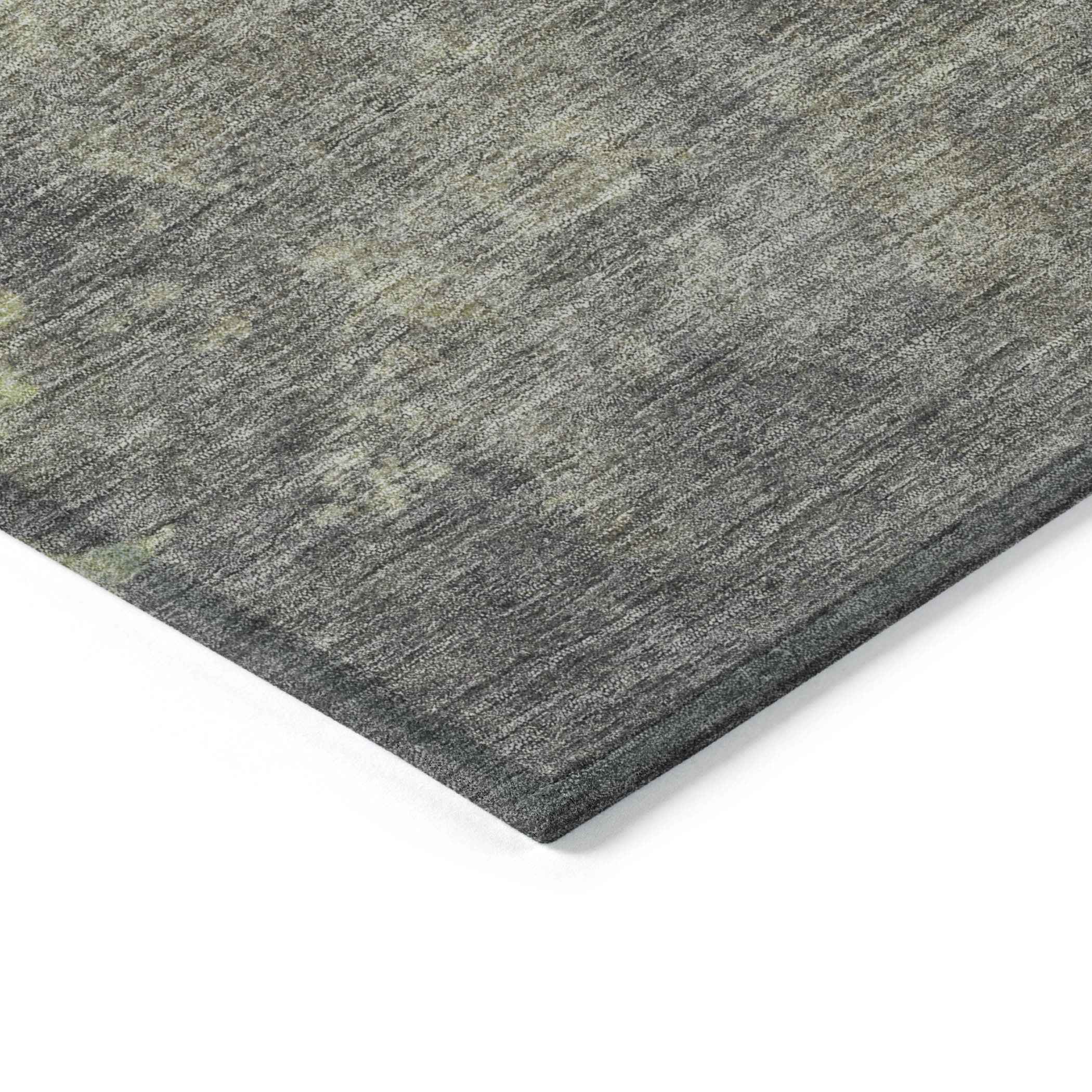 8' Artichoke Green And Taupe Round Abstract Washable Indoor Outdoor Area Rug