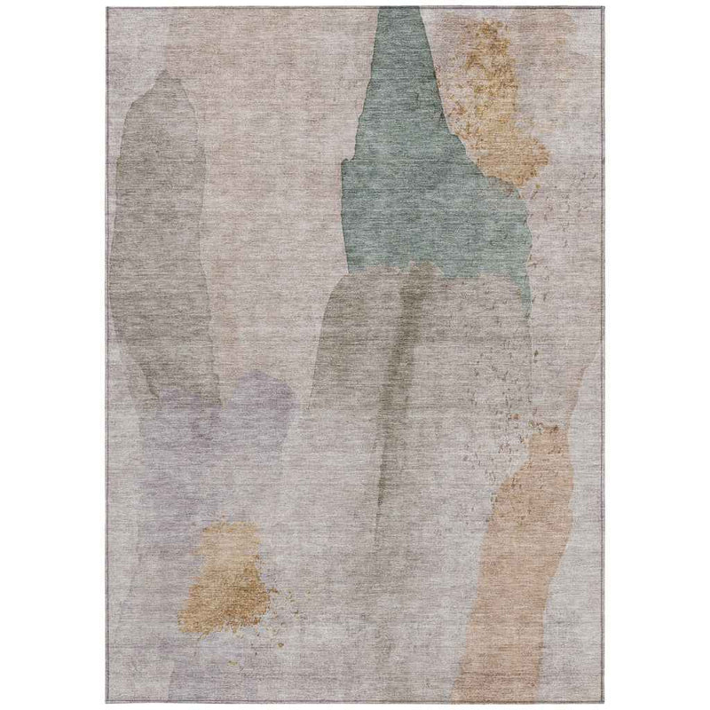 9' X 12' Copper And Pale Aqua Abstract Washable Indoor Outdoor Area Rug