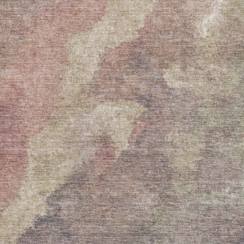 8' X 10' Copper And Taupe Abstract Washable Indoor Outdoor Area Rug