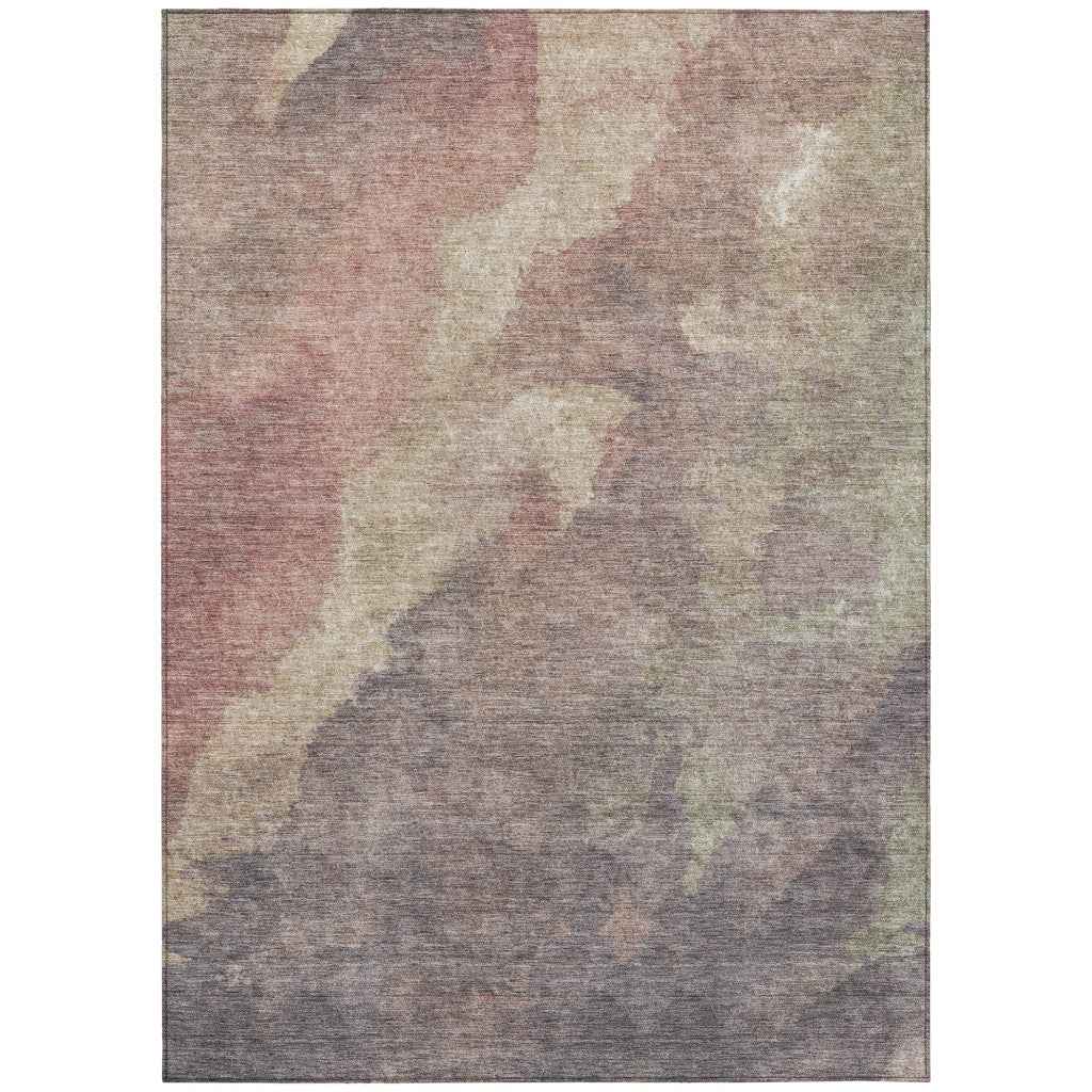 8' X 10' Copper And Taupe Abstract Washable Indoor Outdoor Area Rug