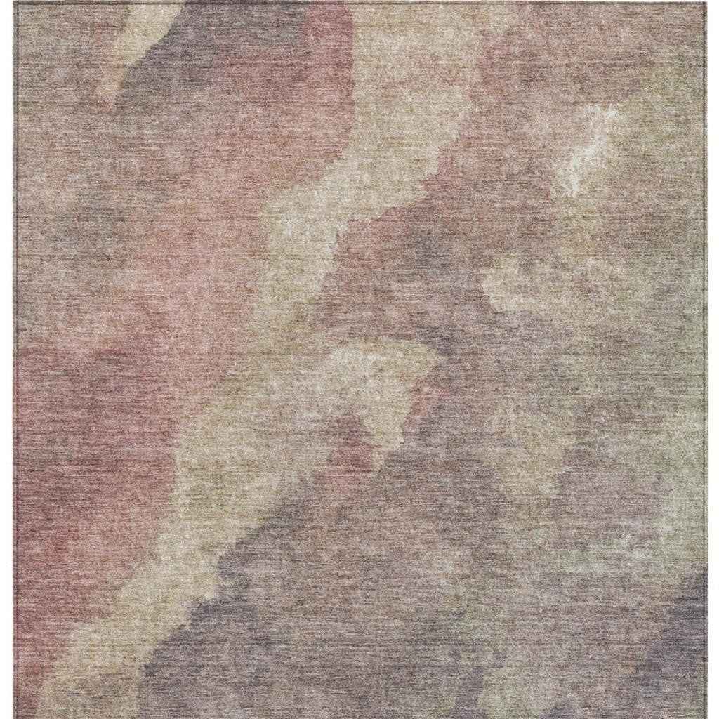 10' X 14' Copper And Taupe Abstract Washable Indoor Outdoor Area Rug