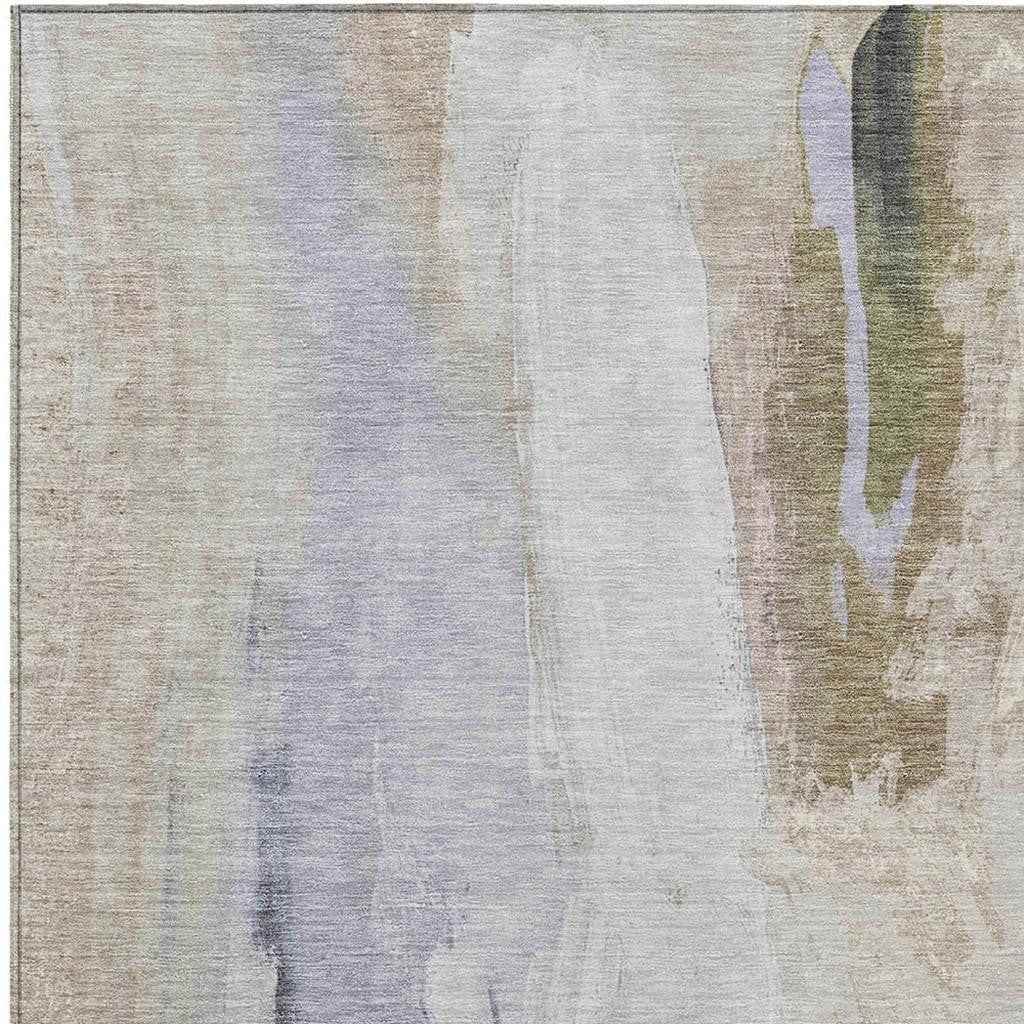 3' X 5' Ivory And Charcoal Abstract Washable Indoor Outdoor Area Rug