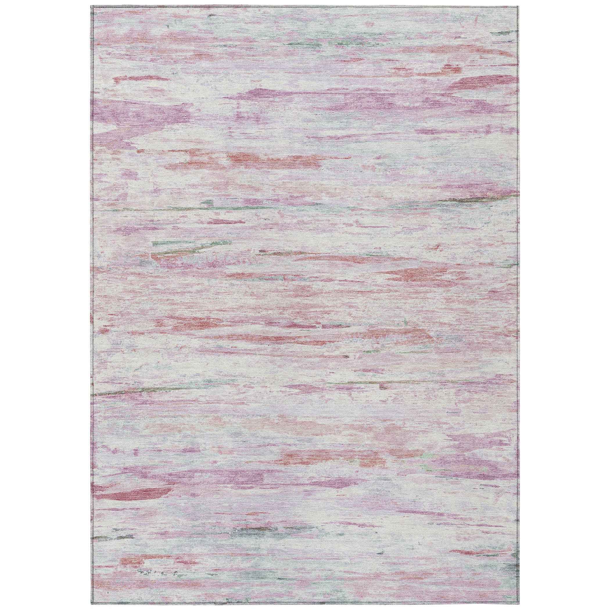 8' X 10' Blush And Ivory Abstract Washable Indoor Outdoor Area Rug
