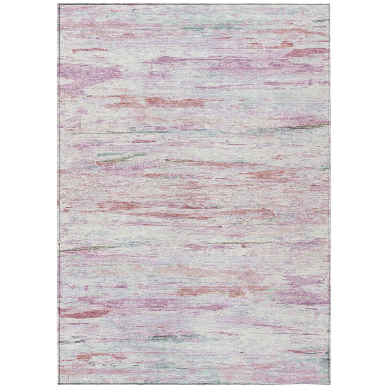 8' X 10' Blush And Ivory Abstract Washable Indoor Outdoor Area Rug