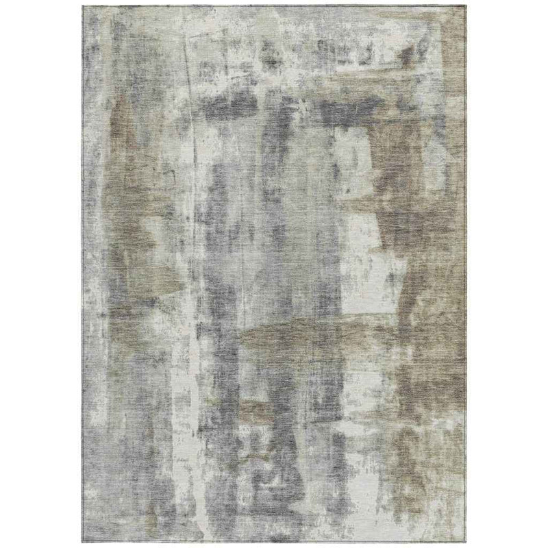 10' X 14' Beige And Ivory Abstract Washable Indoor Outdoor Area Rug