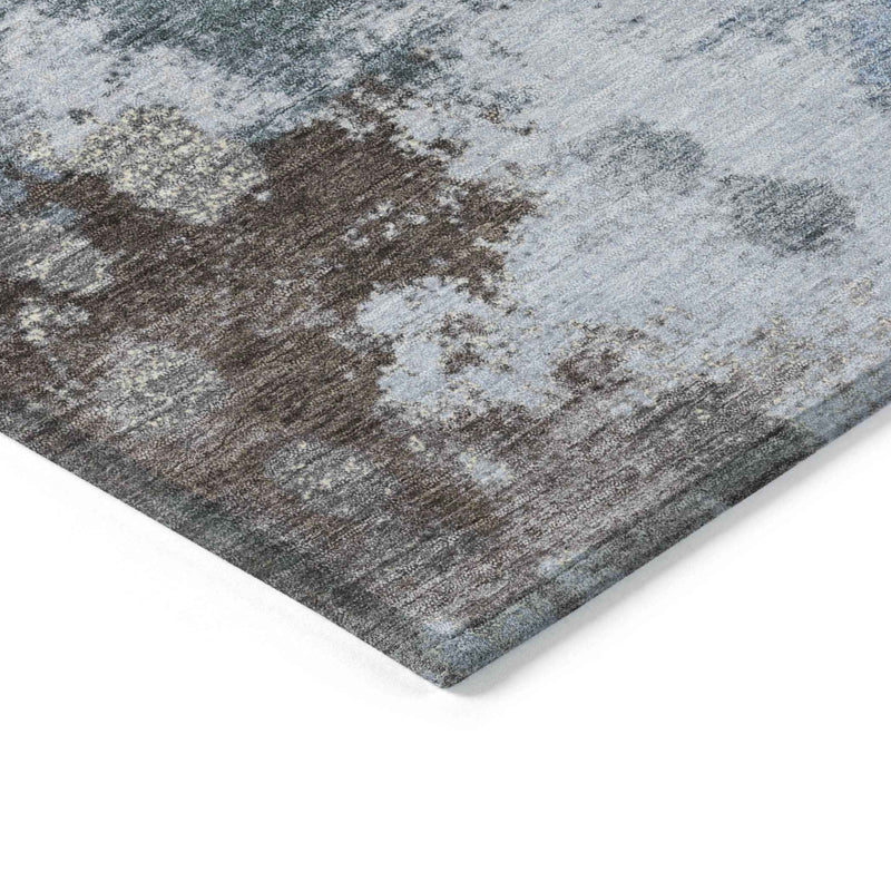 8' X 10' Sky Blue And Brown Abstract Washable Indoor Outdoor Area Rug