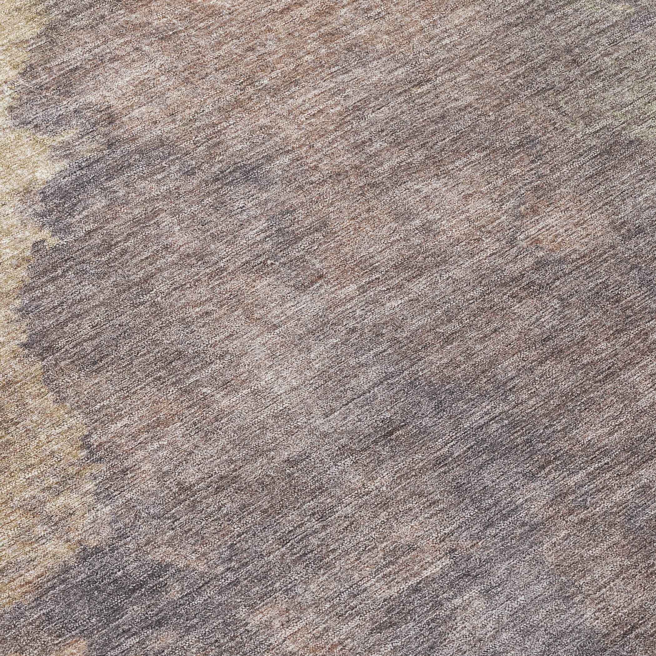 8' Copper And Taupe Round Abstract Washable Indoor Outdoor Area Rug