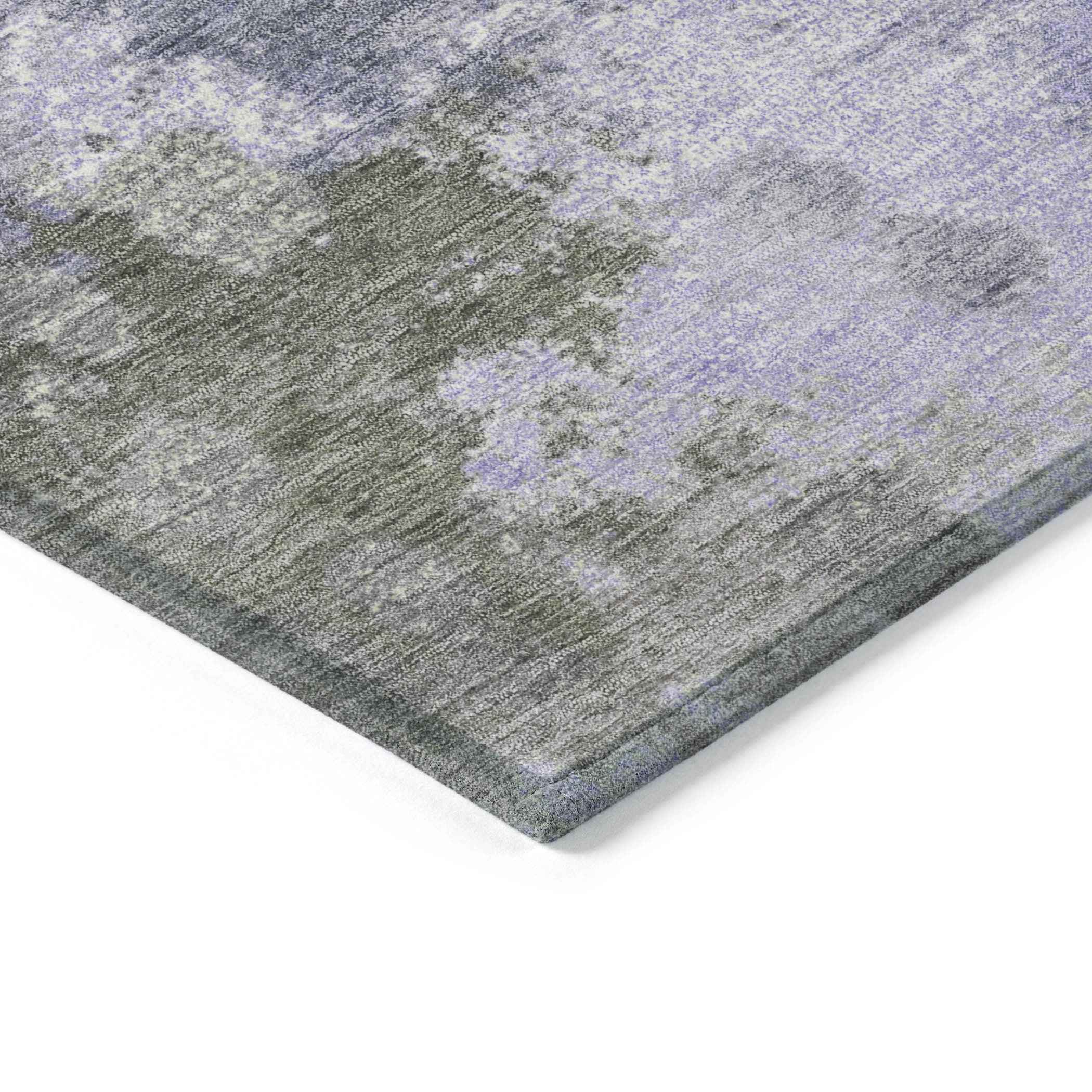 9' X 12' Lavender And Taupe Abstract Washable Indoor Outdoor Area Rug