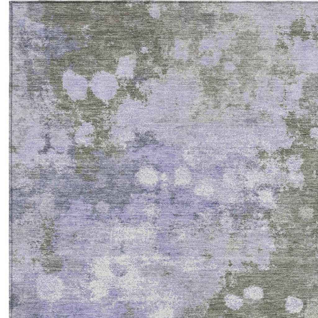 5' X 8' Lavender And Taupe Abstract Washable Indoor Outdoor Area Rug