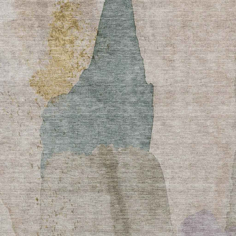 3' X 5' Beige And Taupe Abstract Washable Indoor Outdoor Area Rug