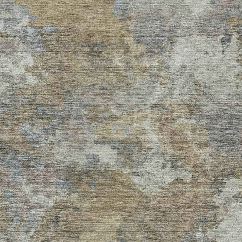 9' X 12' Gold And Ivory Abstract Washable Indoor Outdoor Area Rug