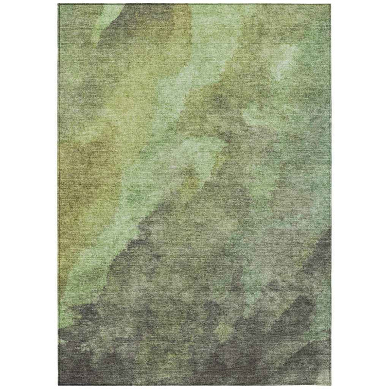 3' X 5' Green And Charcoal Abstract Washable Indoor Outdoor Area Rug