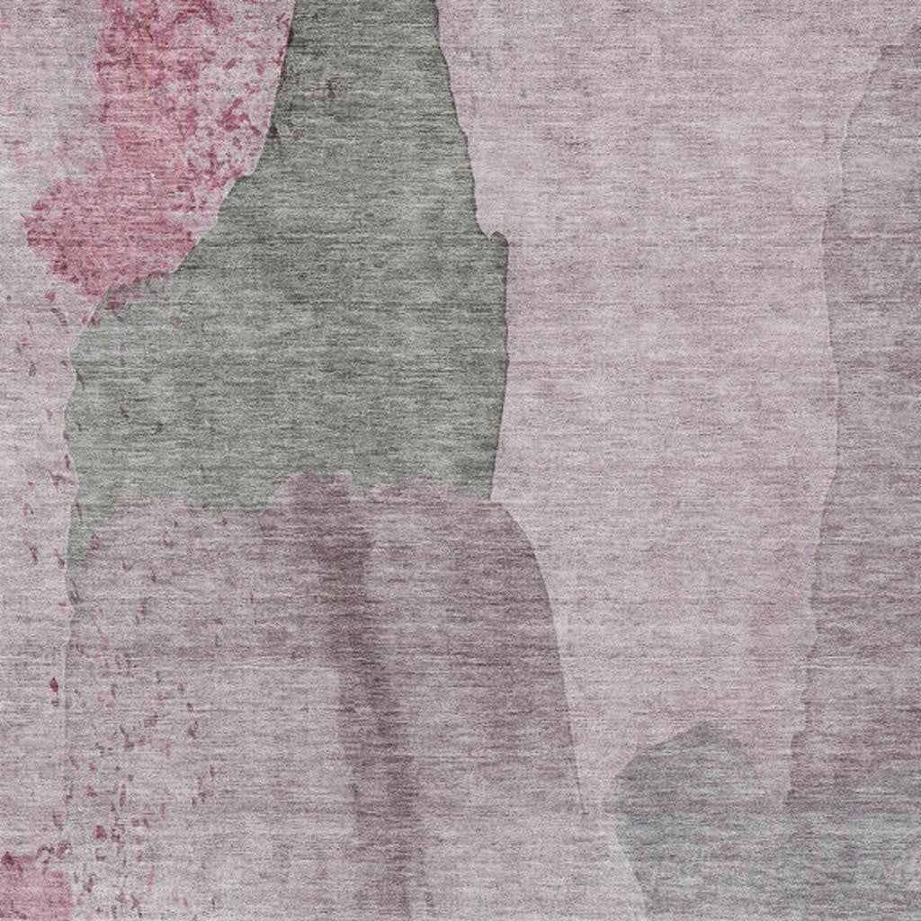 5' X 8' Blush And Gray Abstract Washable Indoor Outdoor Area Rug