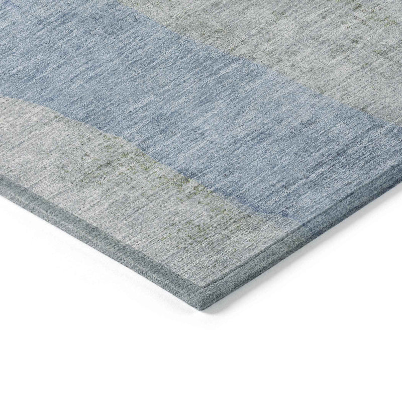 10' X 14' Denim Blue And Gray Abstract Washable Indoor Outdoor Area Rug