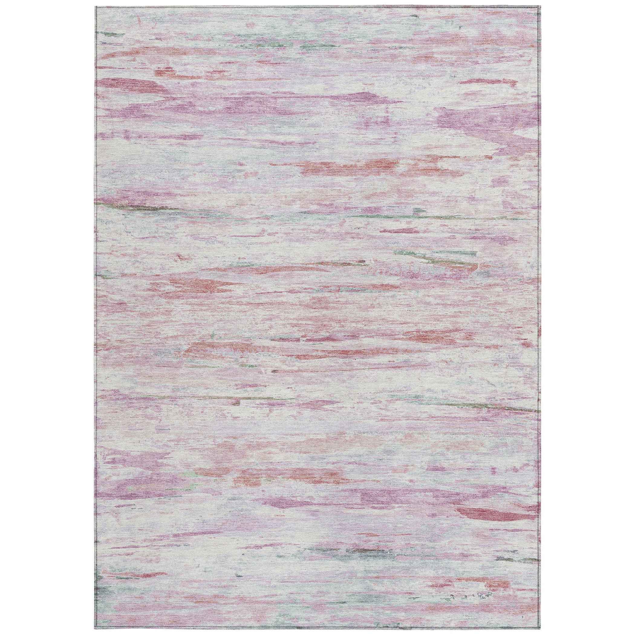 9' X 12' Blush And Ivory Abstract Washable Indoor Outdoor Area Rug