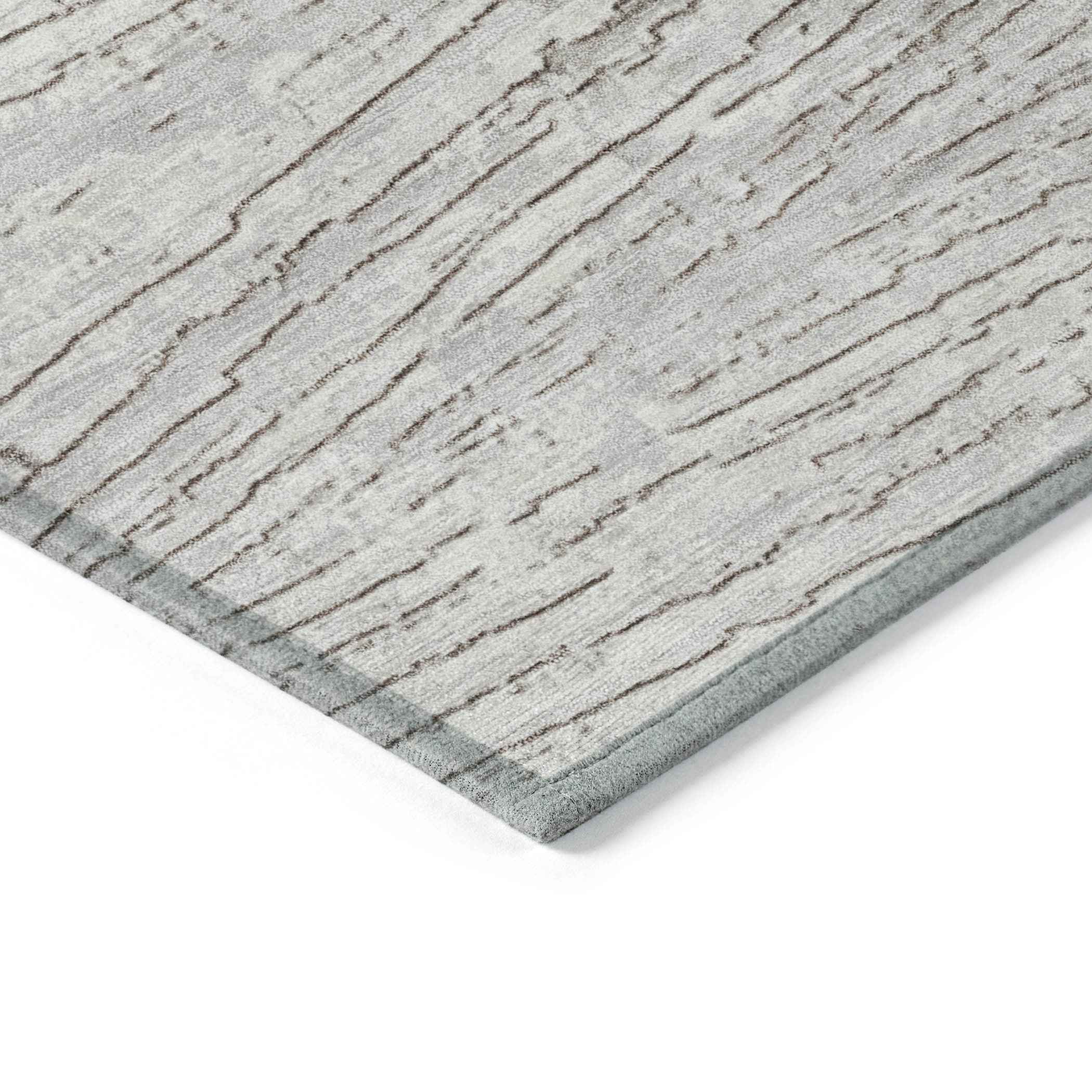 8' Taupe And Ivory Round Striped Washable Indoor Outdoor Area Rug