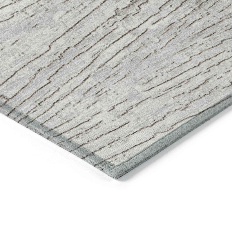 8' Taupe And Ivory Round Striped Washable Indoor Outdoor Area Rug