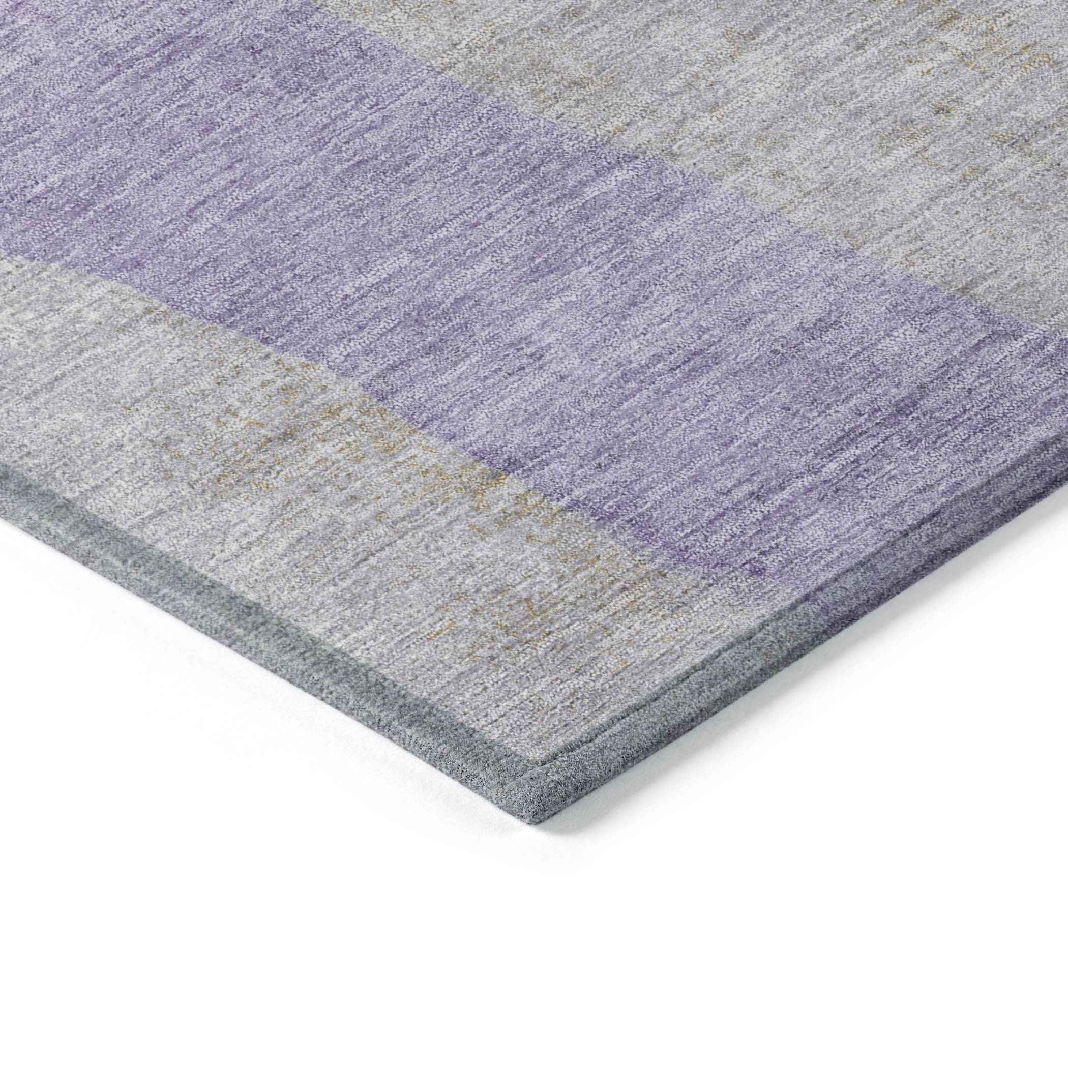 10' X 14' Lavender And Gray Abstract Washable Indoor Outdoor Area Rug