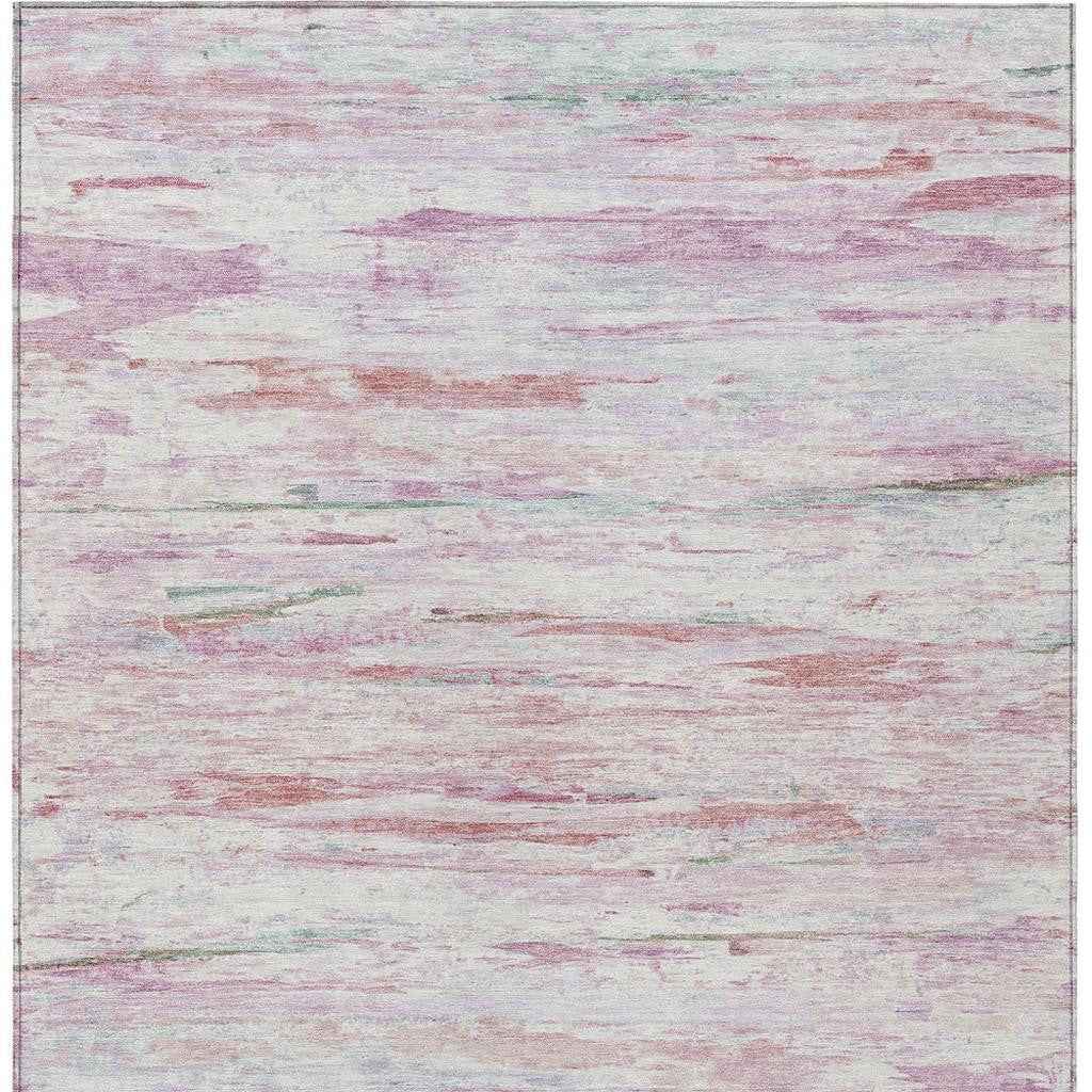 10' X 14' Blush And Ivory Abstract Washable Indoor Outdoor Area Rug