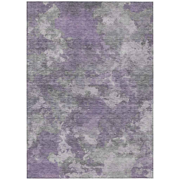 9' X 12' Purple And Gray Abstract Washable Indoor Outdoor Area Rug