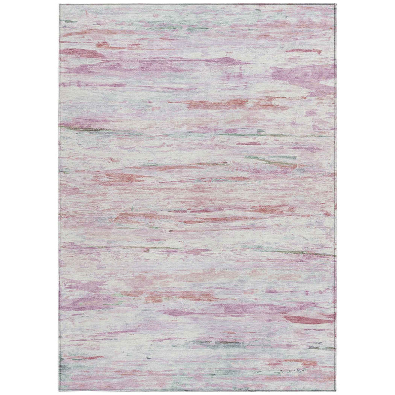 5' X 8' Blush And Ivory Abstract Washable Indoor Outdoor Area Rug