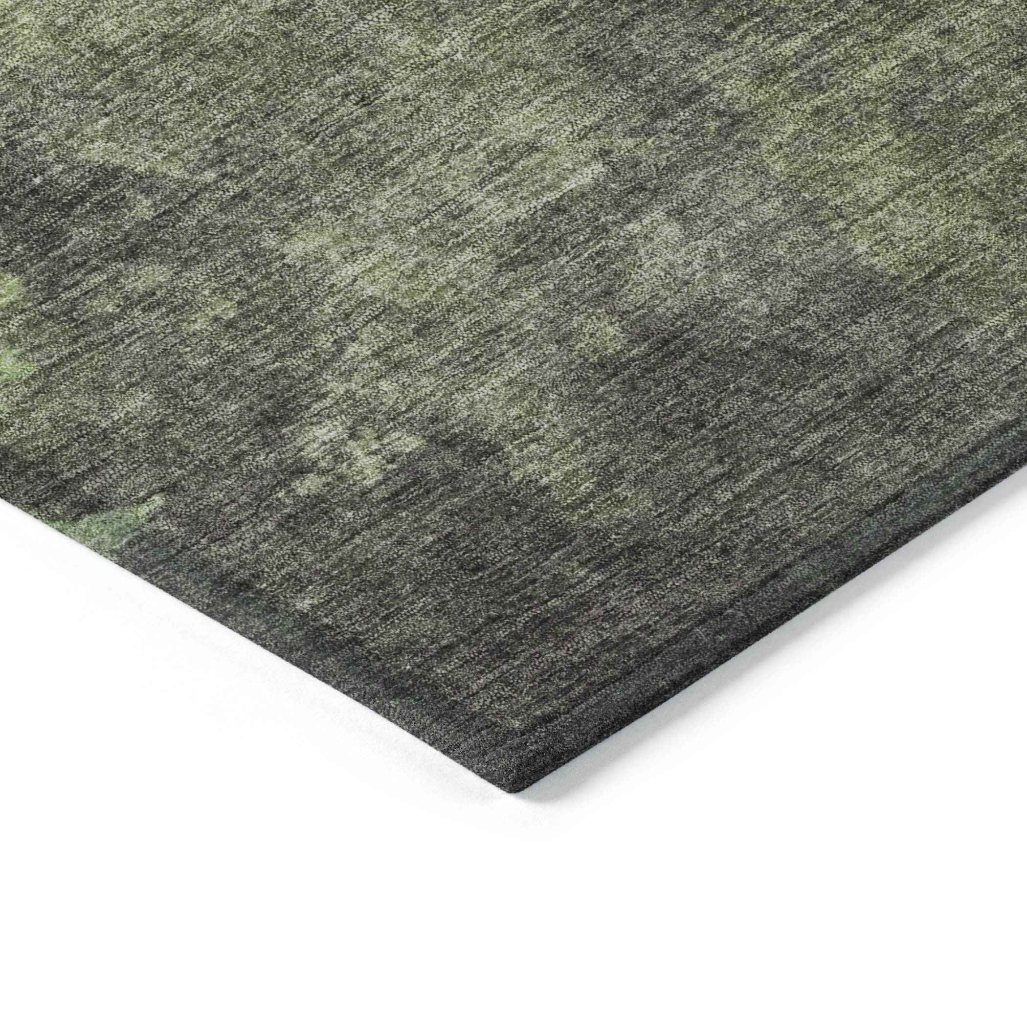 5' X 8' Green And Charcoal Abstract Washable Indoor Outdoor Area Rug