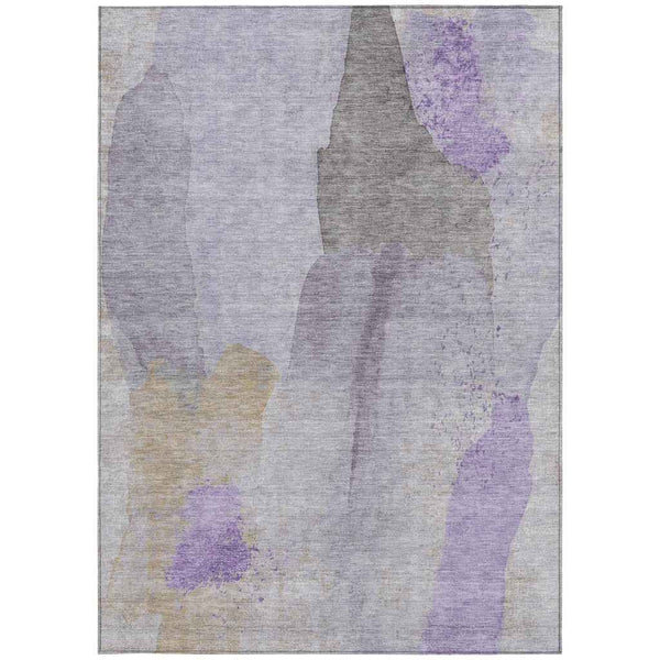 8' X 10' Lavender And Gray Abstract Washable Indoor Outdoor Area Rug