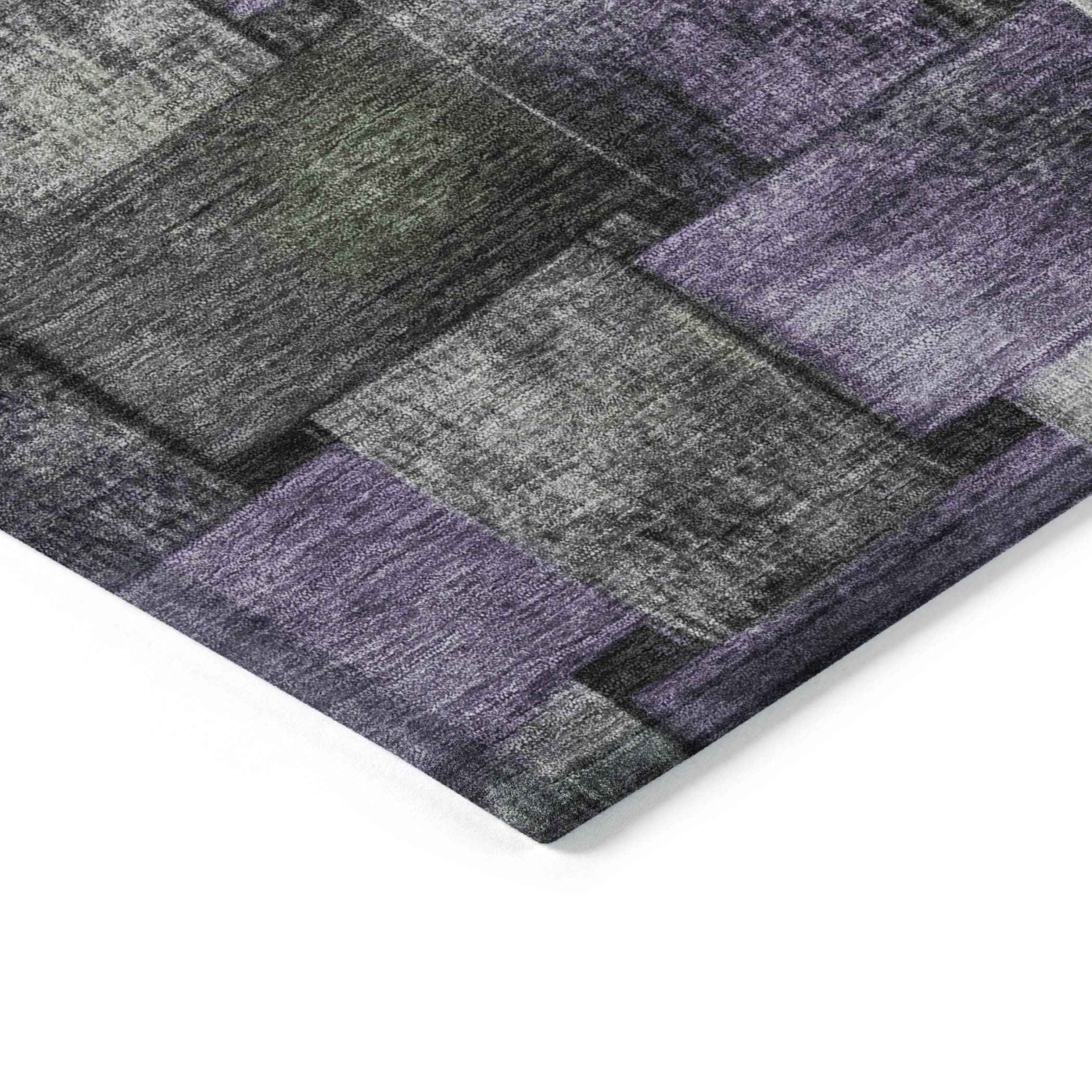 5' X 8' Sage And Purple Striped Washable Indoor Outdoor Area Rug