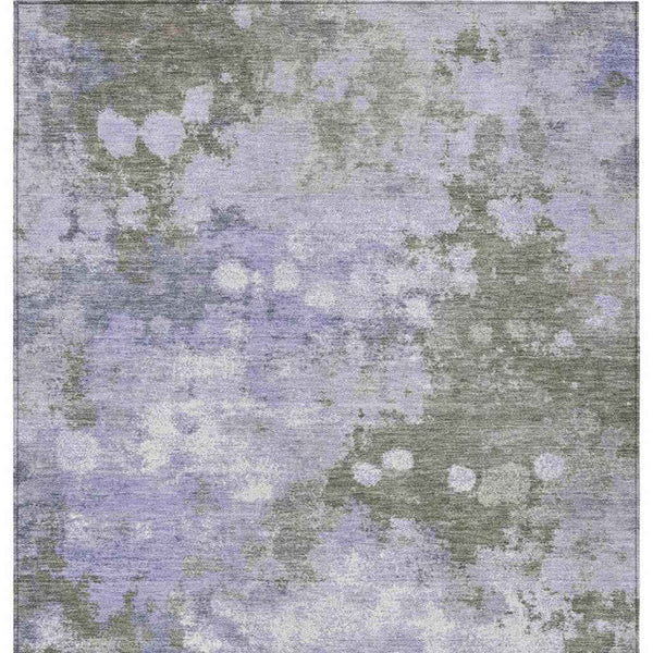 8' X 10' Lavender And Taupe Abstract Washable Indoor Outdoor Area Rug