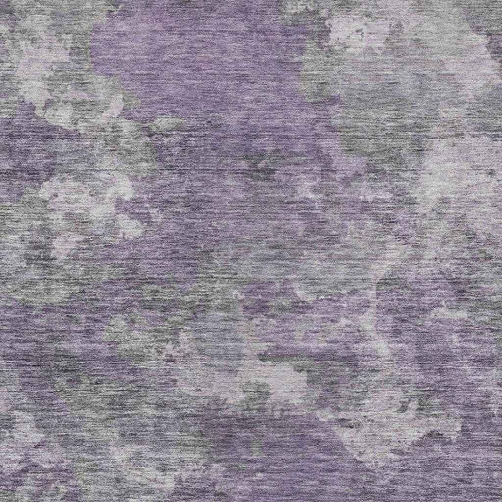 5' X 8' Purple And Gray Abstract Washable Indoor Outdoor Area Rug