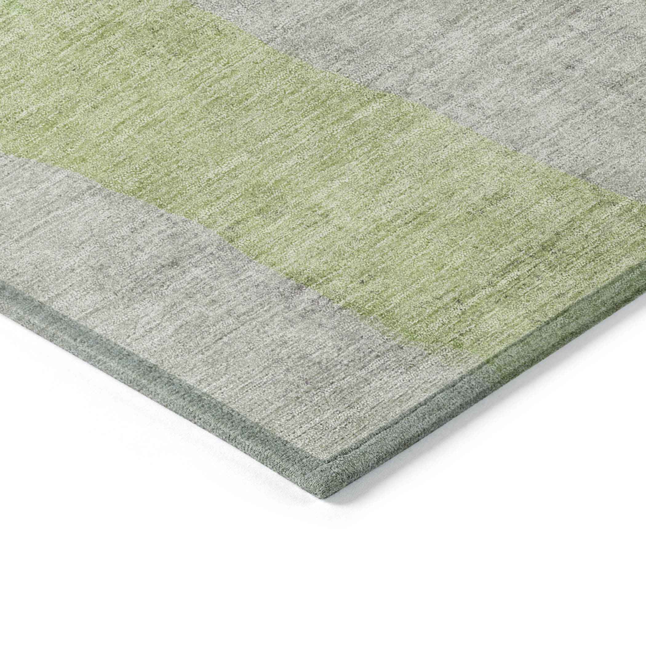 8' Artichoke Green And Taupe Round Abstract Washable Indoor Outdoor Area Rug