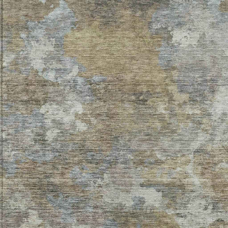 8' X 10' Gold And Ivory Abstract Washable Indoor Outdoor Area Rug