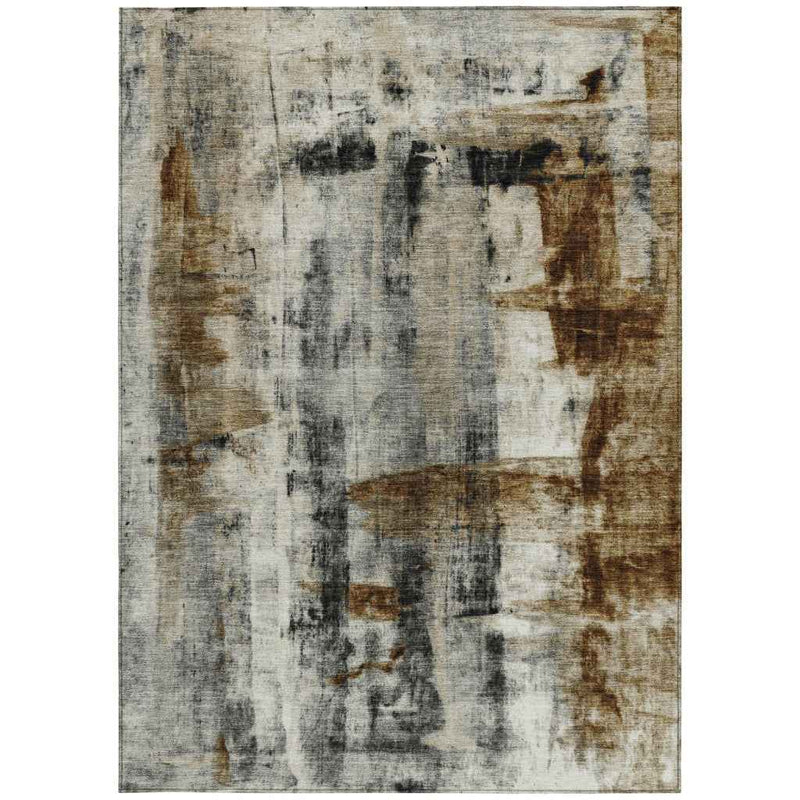 5' X 8' Taupe And Ivory Abstract Washable Indoor Outdoor Area Rug