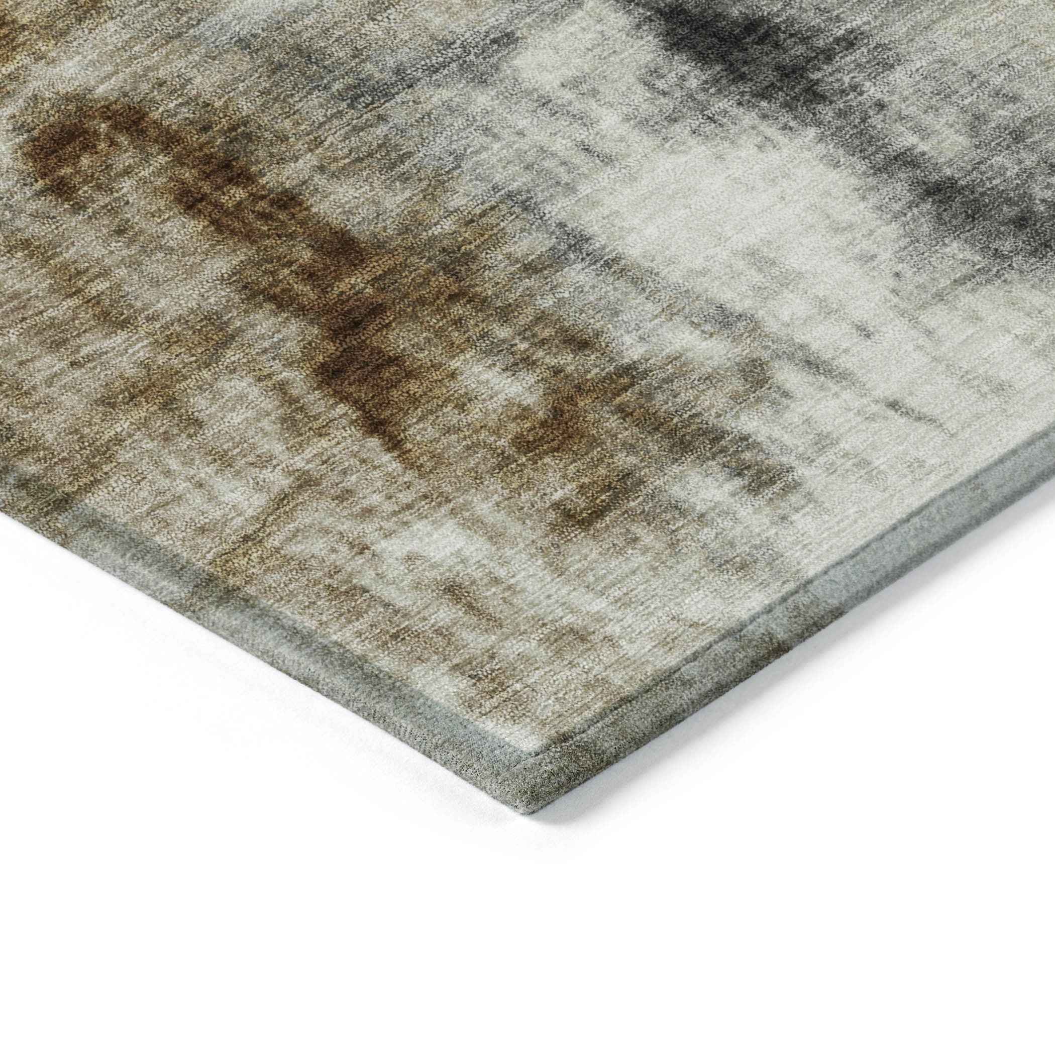 5' X 8' Taupe And Ivory Abstract Washable Indoor Outdoor Area Rug
