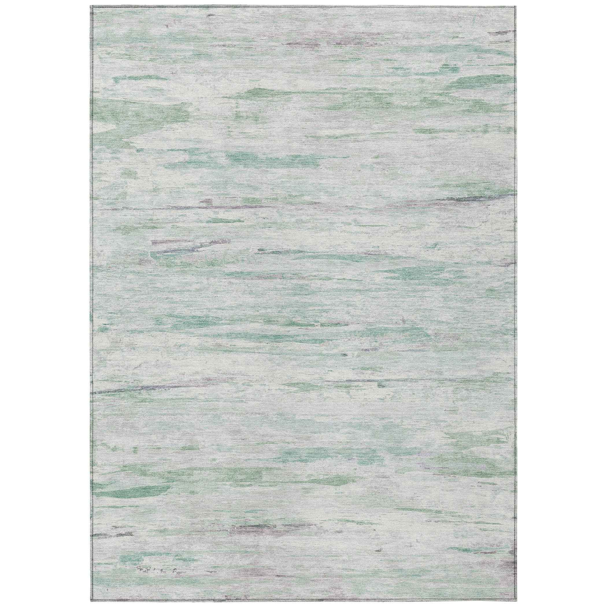 5' X 8' Artichoke Green And Ivory Abstract Washable Indoor Outdoor Area Rug