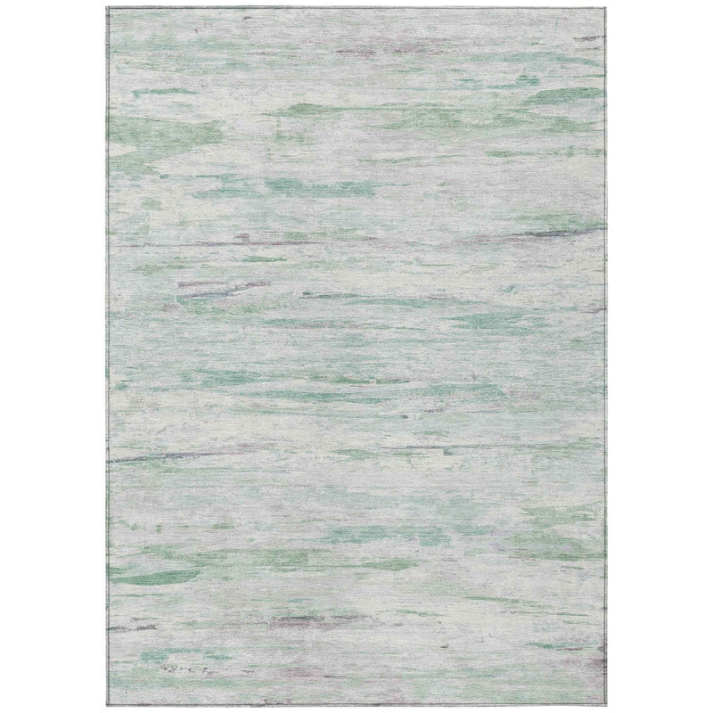 5' X 8' Artichoke Green And Ivory Abstract Washable Indoor Outdoor Area Rug
