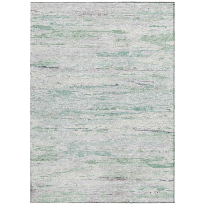 5' X 8' Artichoke Green And Ivory Abstract Washable Indoor Outdoor Area Rug