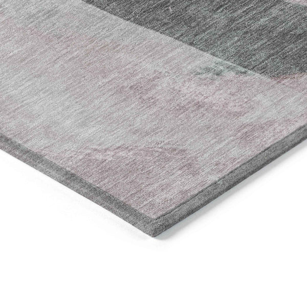 9' X 12' Blush And Gray Abstract Washable Indoor Outdoor Area Rug