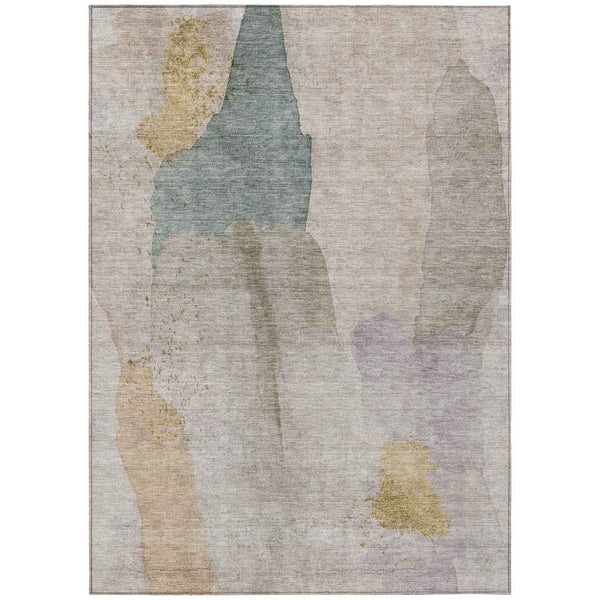 8' X 10' Beige And Taupe Abstract Washable Indoor Outdoor Area Rug