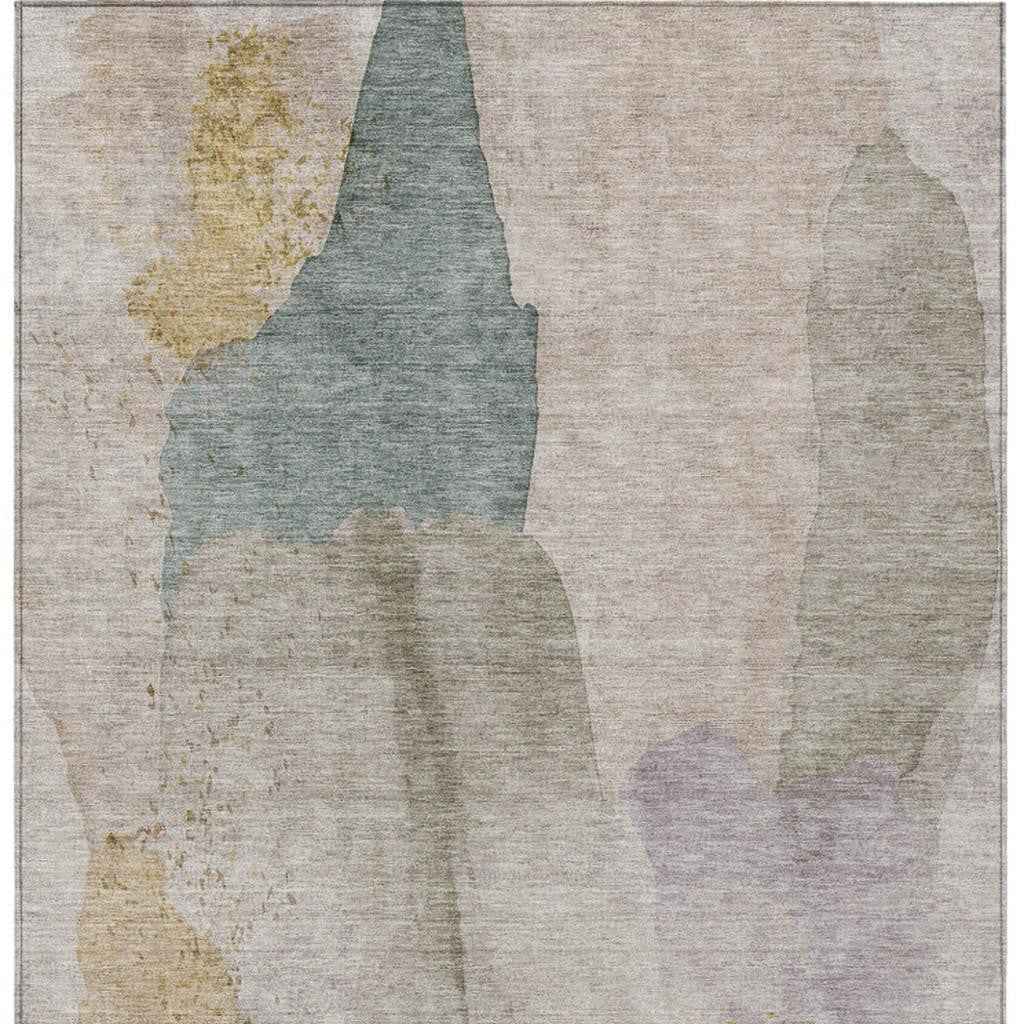 8' X 10' Beige And Taupe Abstract Washable Indoor Outdoor Area Rug