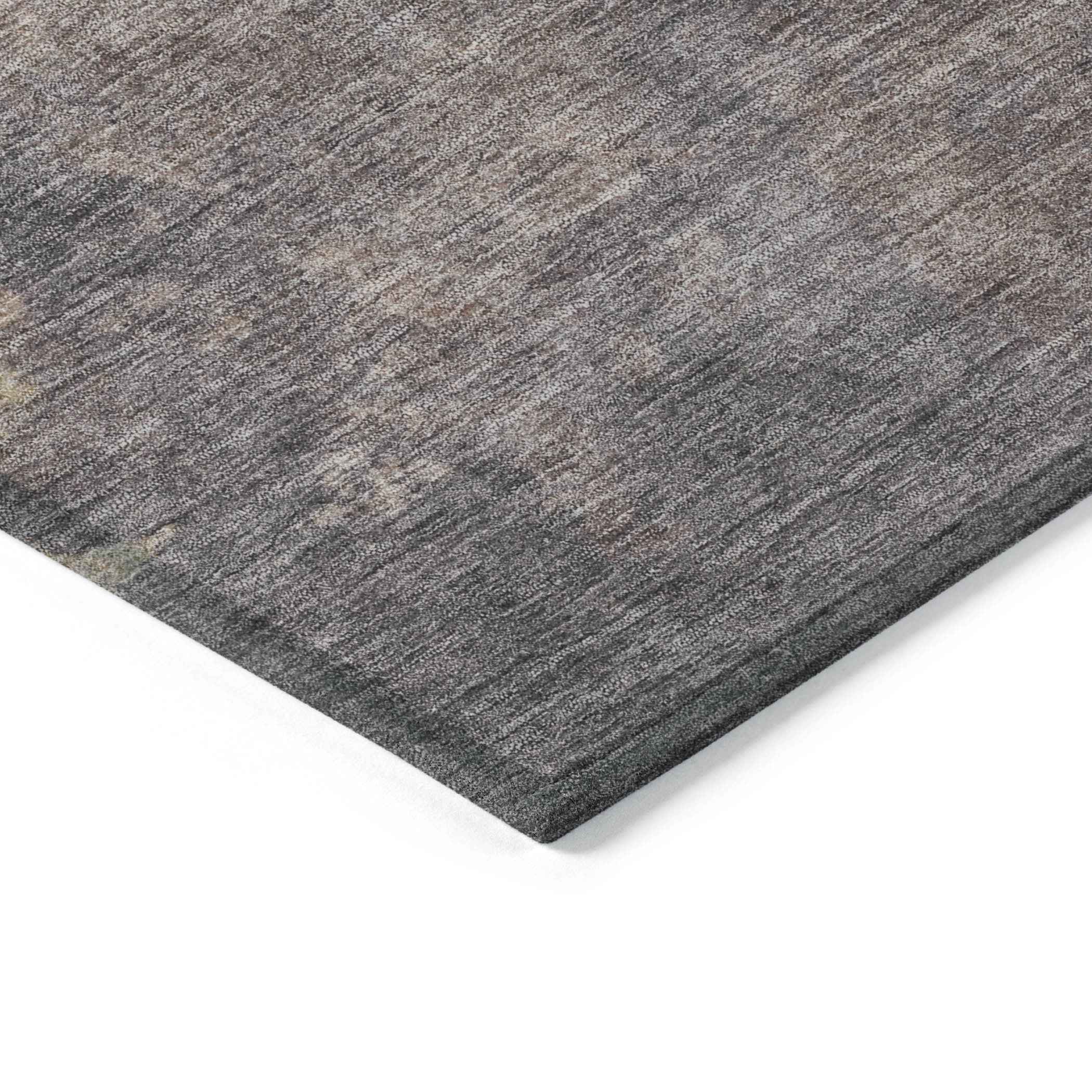 9' X 12' Copper And Taupe Abstract Washable Indoor Outdoor Area Rug