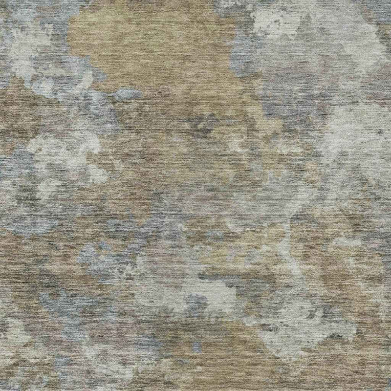 5' X 8' Gold And Ivory Abstract Washable Indoor Outdoor Area Rug