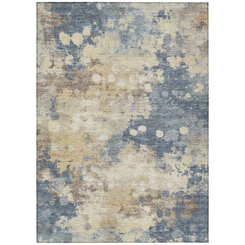 5' X 8' Gold And Beige Abstract Washable Indoor Outdoor Area Rug