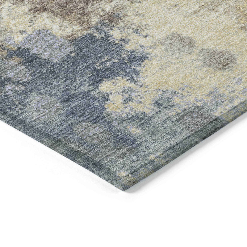 5' X 8' Gold And Beige Abstract Washable Indoor Outdoor Area Rug