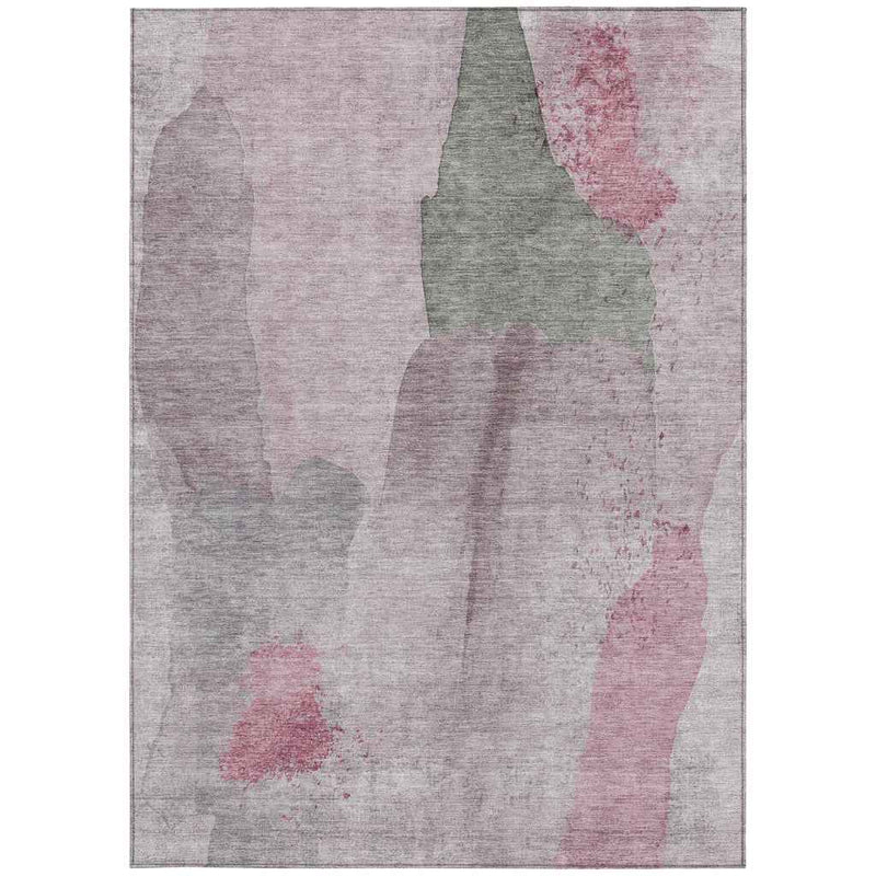 10' X 14' Blush And Gray Abstract Washable Indoor Outdoor Area Rug