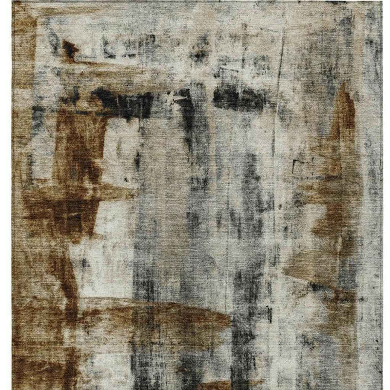 8' X 10' Taupe And Ivory Abstract Washable Indoor Outdoor Area Rug