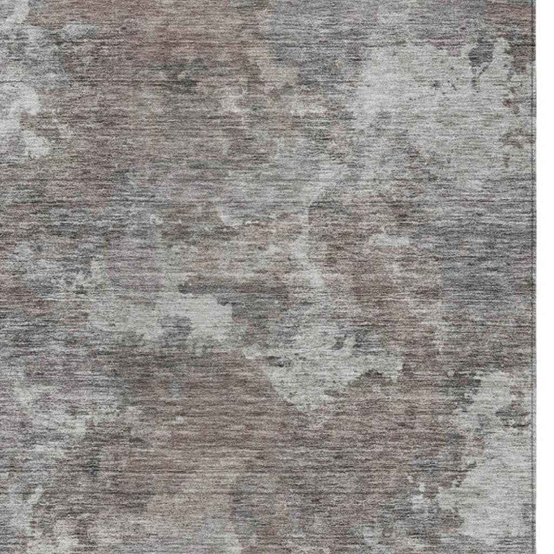 8' X 10' Brown And Ivory Abstract Washable Indoor Outdoor Area Rug