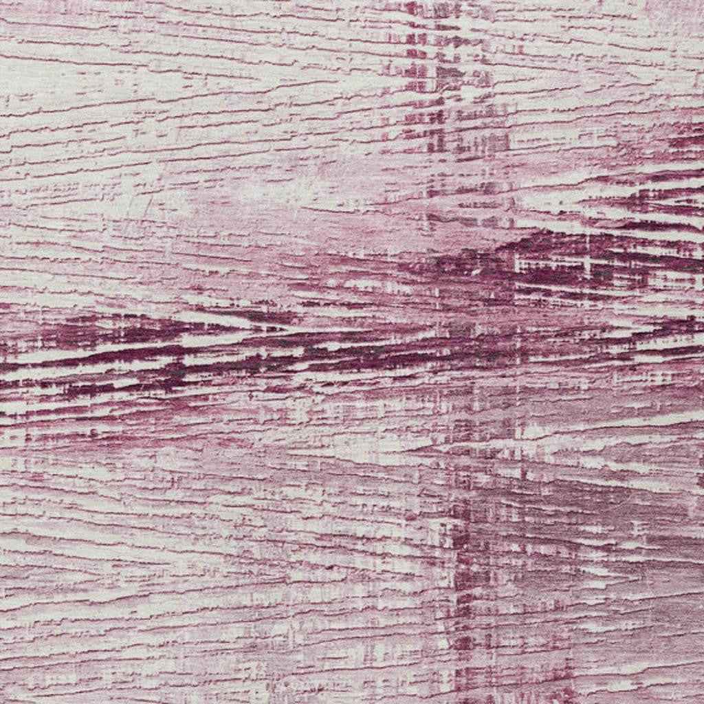 3' X 5' Blush And Ivory Striped Washable Indoor Outdoor Area Rug